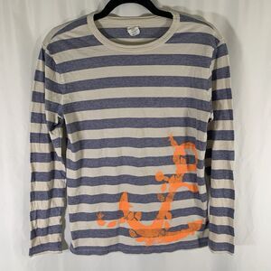 Crewcuts Shirt Size 14 Blue White Striped Long Sleeve Crew Neck 100% Cotton